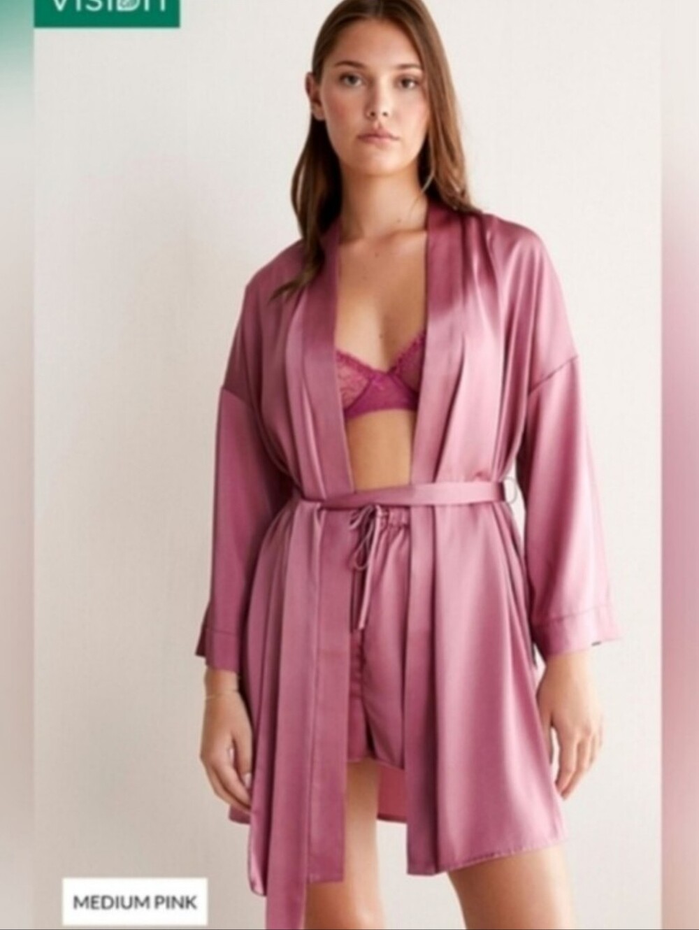 NWT Pink Silky Satin Short Robe from Miiyu in collaboration with twik - L/XL